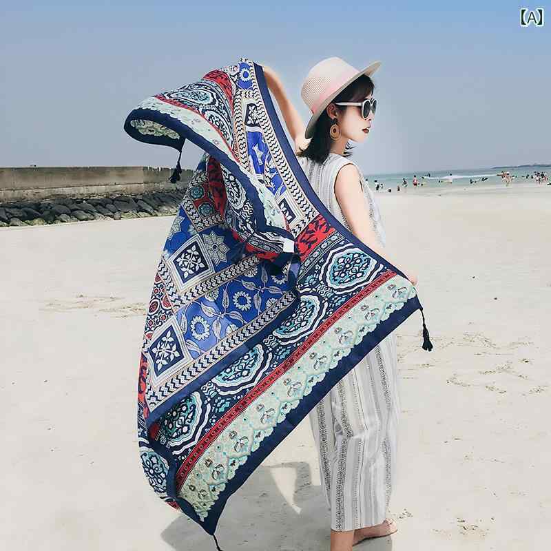 ショール マント スカーフ レディース 日焼け防止 幾何学模様 多 エスニック オールシーズン 防紫外線 大きめ 旅行 ビーチ おしゃれ