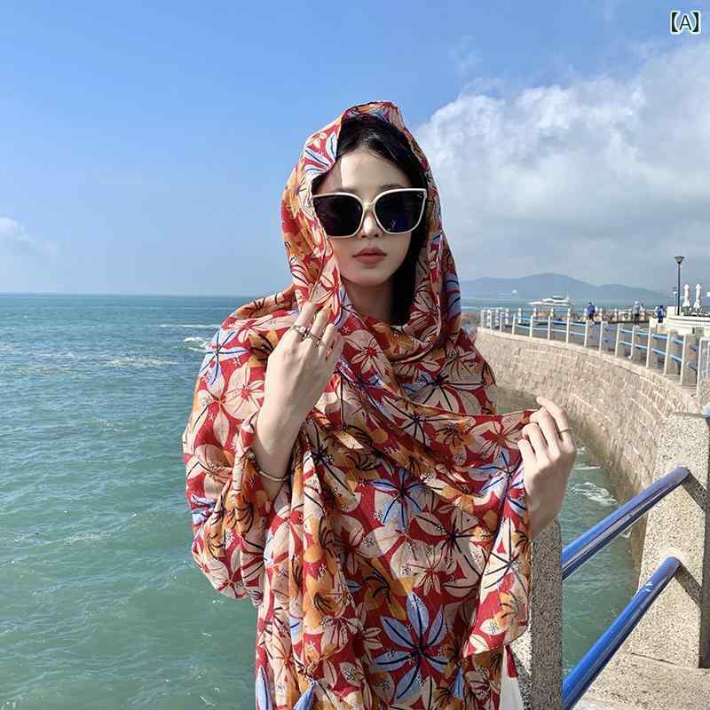 ショール ボヘミアン ファッション アクセサリー エスニック オールシーズン 花柄 コットン リネン ス..