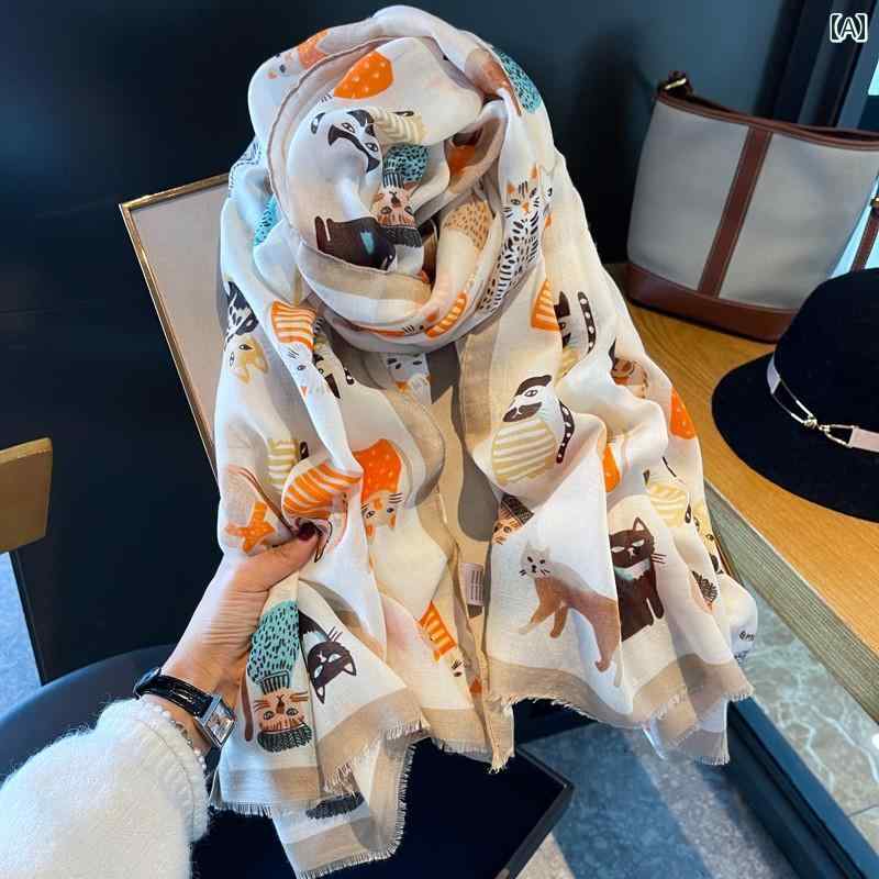 レディース ファッション アクセサリー スペイン 薄手 綿 スカーフ 春夏 秋 サンシェード ショール ソ..