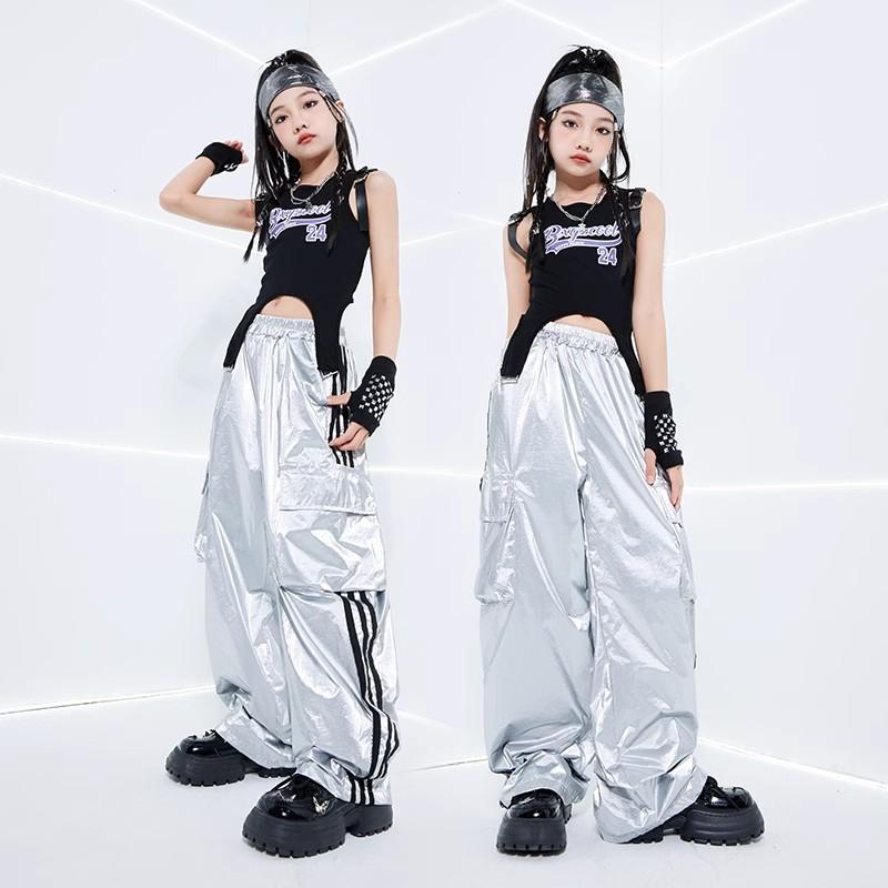 乐天商城 - 子供服 女の子 Tシャツ タンクトップ へそ出し パンツ 夏 コスチューム バンド ダンス ヒップホップ ストリート系 パフォーマンス 衣装 クール かっこいい