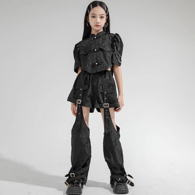Top & Bottom Sets - 子供服 女の子 シャツ パンツ コスチューム バンド ダンス ヒップホップ ストリート系 パフォーマンス 衣装 クール かっこいい キッズ