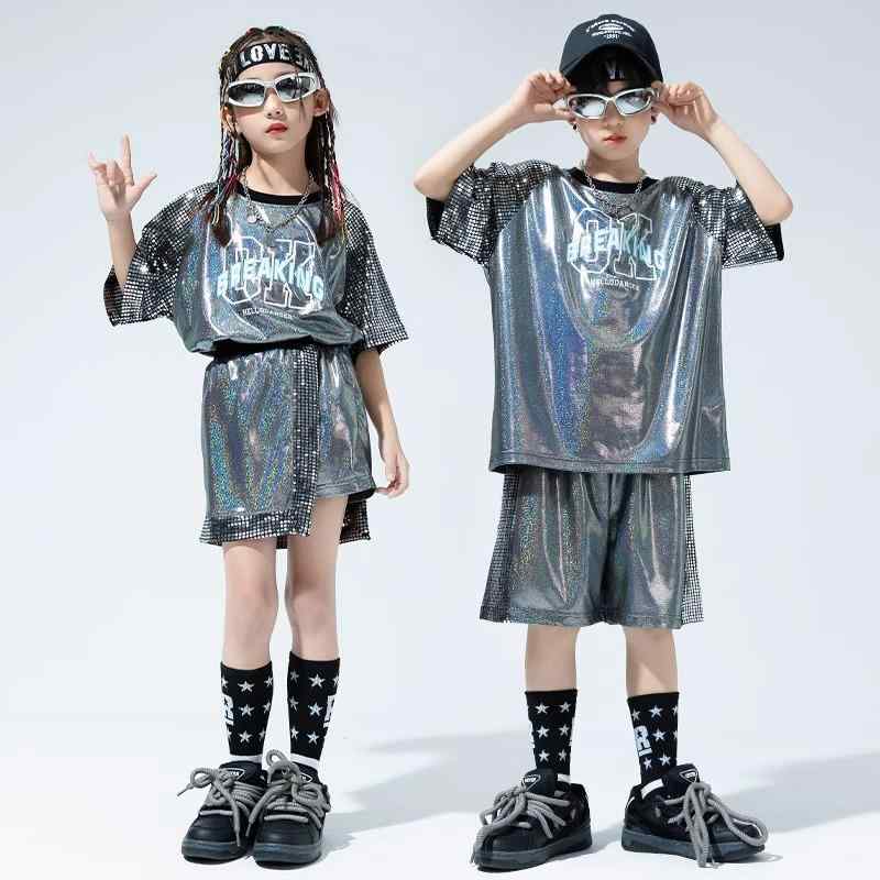 子供服 女の子 男の子 Tシャツ パンツ 夏 コスチューム バンド ダンス ヒップホップ ストリート系 パフォーマンス 衣装 クール かっこいい キッズ