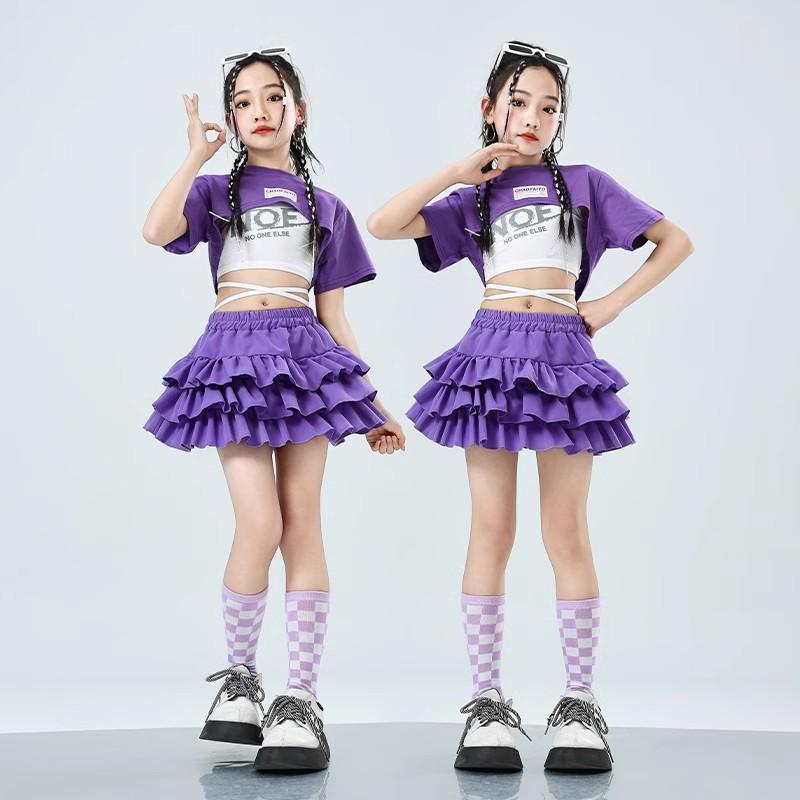 キッズ 子供服 ダンス 衣装 セット 半袖 お腹見せ ケーキスカート キュート 韓国 かわいい 女の子 ステ..