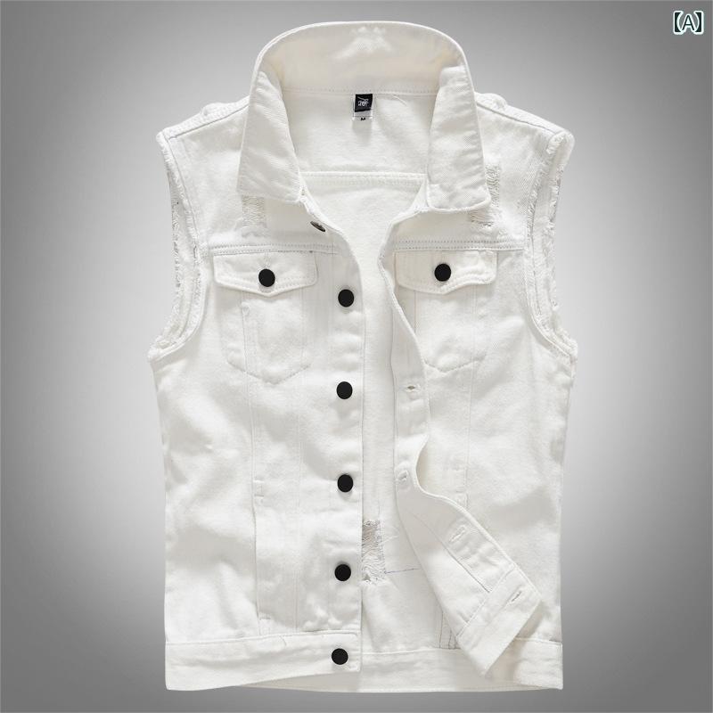 デニムベスト メンズ オールシーズン シングルブレスト 韓国 カジュアル メンズ シンプル 都会 ファッション 大きめサイズ