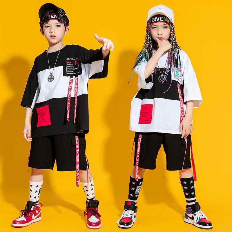 子供服 女の子 男の子 Tシャツ ショートパンツ スウェットスーツ 夏 コスチューム バンド ダンス ヒッ..