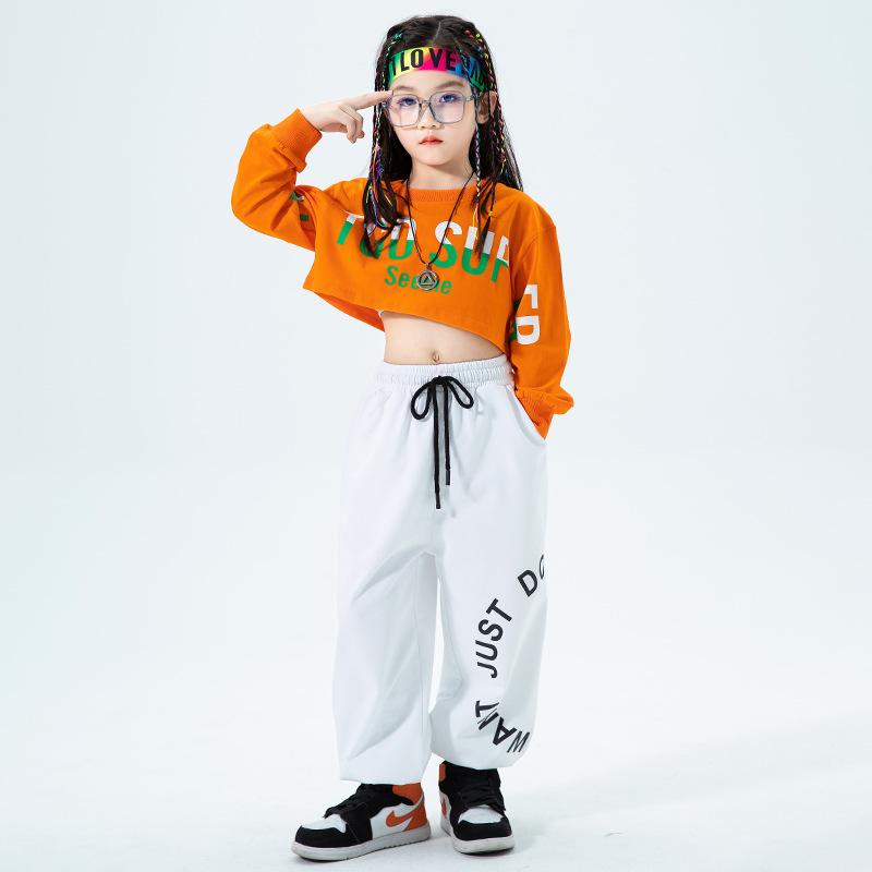 子供服 女の子 トレーナー へそ出し パンツ スウェットスーツ コスチューム バンド ダンス ヒップホッ..