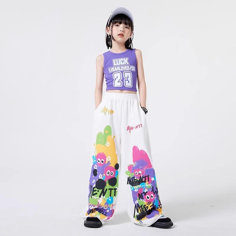 子供服 女の子 Tシャツ タンクトップ へそ出し パンツ コスチューム バンド ダンス ヒップホップ ストリート系 パフォーマンス 衣装 クール かっこいい キッズ