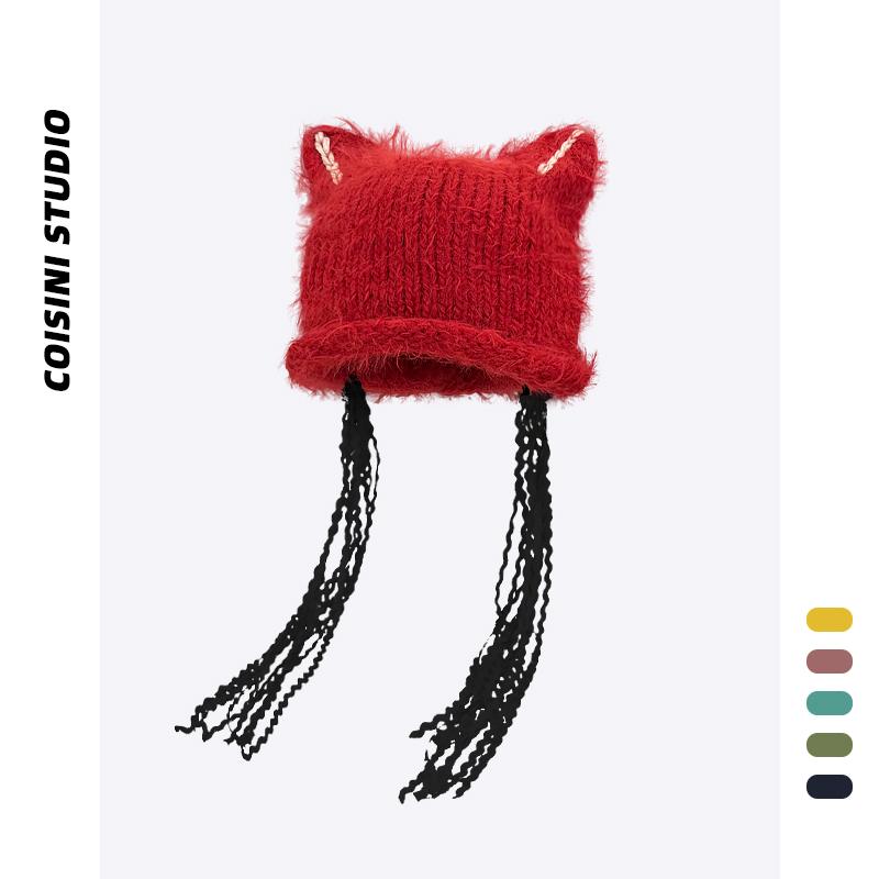 Knit Hat - ニット 帽子 ウール おしゃれ ファッション レディース かわいい タッセル 秋冬 暖かい カジュアル ふわふわ プレゼント フリーサイズ キュート