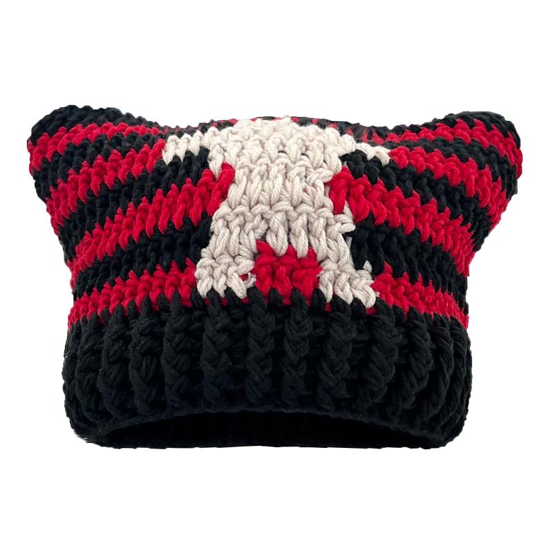 Knit Hat - ニット 帽子 ウール おしゃれ ファッション レディース かわいい スター レディース 秋冬 暖かい 防寒 ユニセックス プレゼント カジュアル フリーサイズ