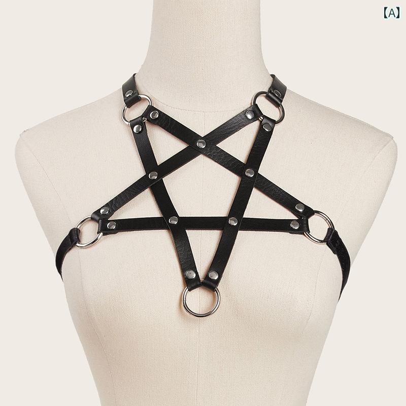 五芒星 ボディアクセサリー スター 革 レザー ファッション小物 韓国 かわいい おしゃれ 快適アイテム ..