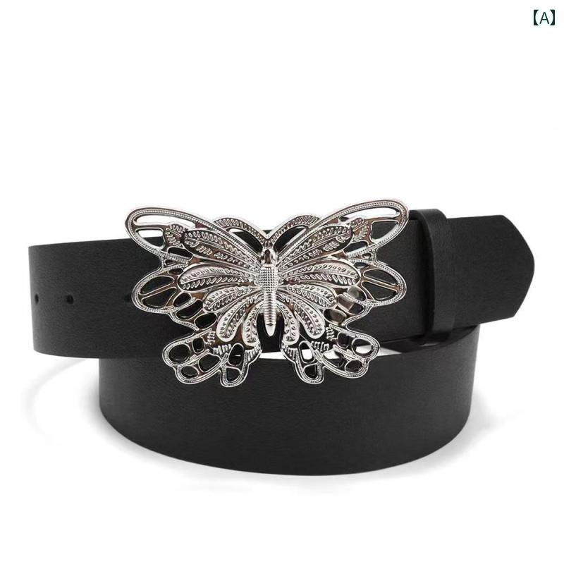 バタフライベルト 蝶 Y2K メタル バックル 調節可能 ファッション小物 おしゃれ かわいい 韓国 豪華感 ..