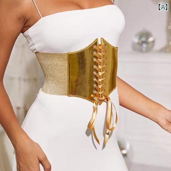 レディース ワイドベルト 装飾 春秋 ウエストマーク アップ効果 細見え バンド ストレッチ性 豪華感 上品 パーティー イベント セレモニー 普段使い使い 快適アイテム