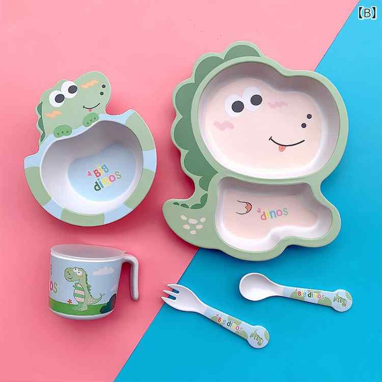 セキュアデポの食事プレート キッズ 子供 食器 セット 赤ちゃん ランチ ディナー プレート かわいい セパレート 家庭 壊れにくい チック 動物モチーフ｜アングル2