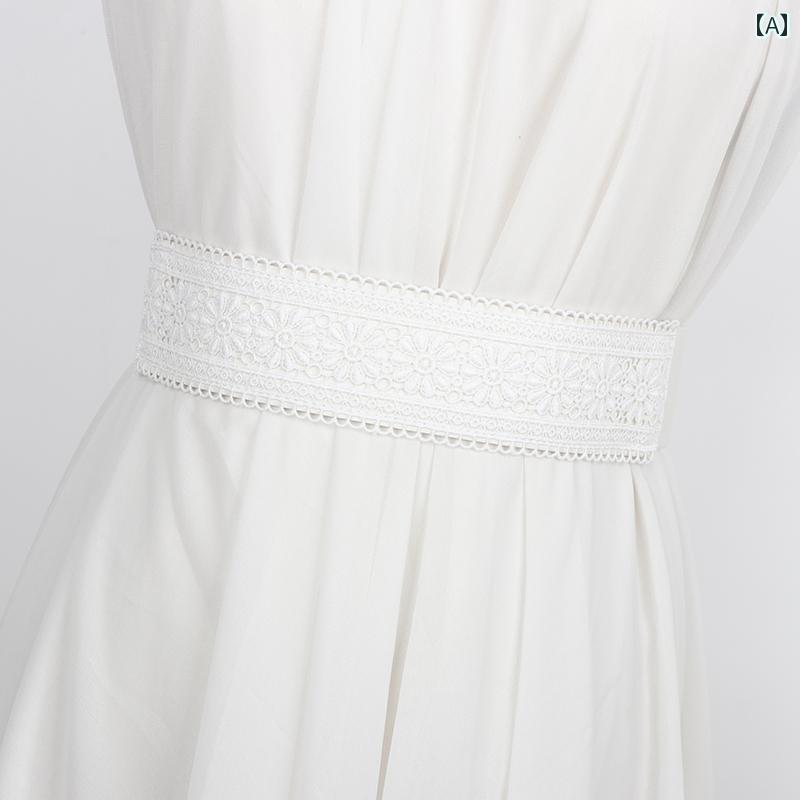 ワイドベルト レディース 幅広 レース 花模様 シンプル ストレッチ性 ウエスト アクセサリー アクセント アップ効果 上品 おしゃれ かわいい 快適アイテム