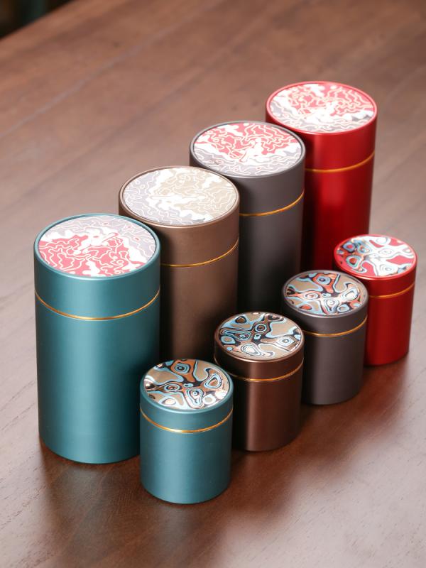 茶缶 茶筒 キャニスター 家庭 ポータブル 小さめ大きめサイズ 金属 インク アルミ シンプル 耐久性 コ..