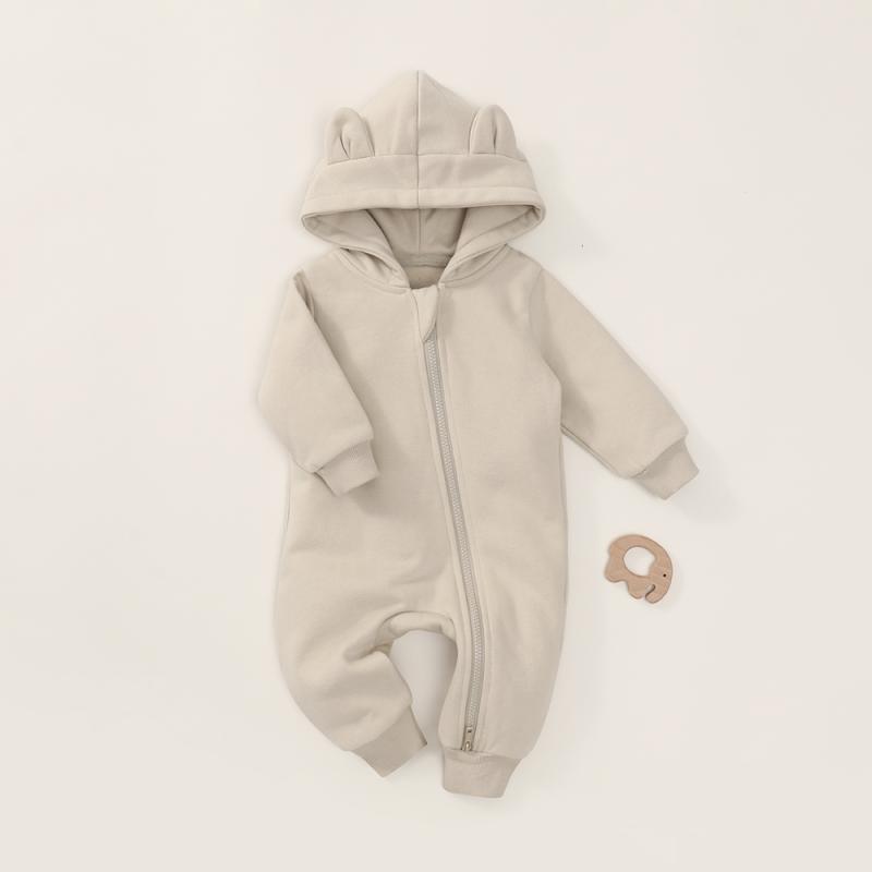 ベビー服 赤ちゃん ロンパース ジャンプスーツ かわいい おしゃれ 秋冬 厚手 耳 フ...