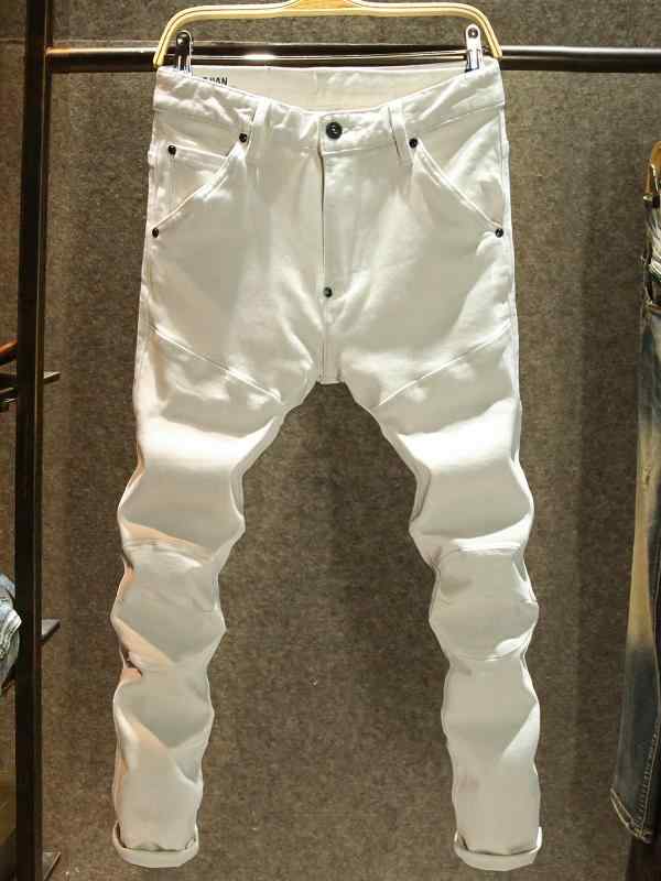 ホワイト デニム メンズ おしゃれ Gパン カジュアル モーター サイクル ジーンズ 秋冬 スリムフィット ..