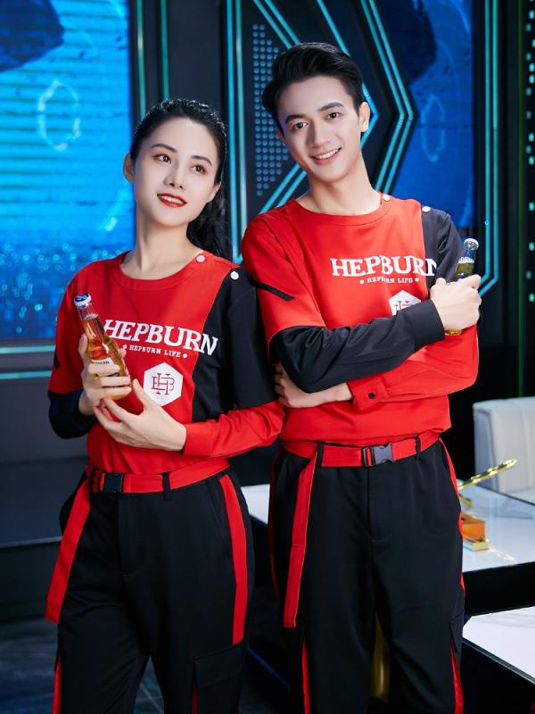 ユニフォーム 制服 作業着 おしゃれ ファッション キャバ レディース 長袖 Tシャツ 秋冬 ケータリング バー スタッフ 大きめサイズ メンズ トップ