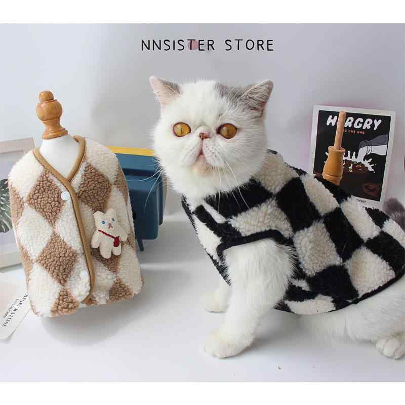 ペット品 洋服 ワンちゃん 猫ちゃん おしゃれファッション 冬 ペット 犬 チェック かわいい ベスト 猫 服 ノースリーブベスト 冬服 暖かい保つ