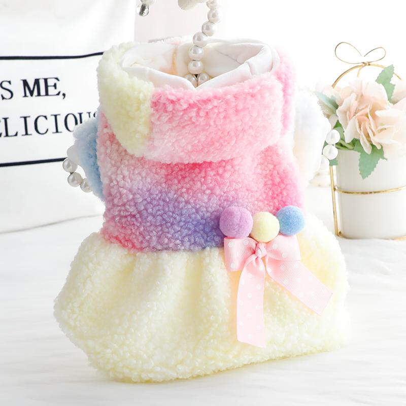 犬服 ドッグ キャット ウェア 秋冬服 猫服 プリンセス スカート カラフル ぬいぐるみ 厚手 暖かい 小型 犬 テディ ペット カラフル ドレス 衣装