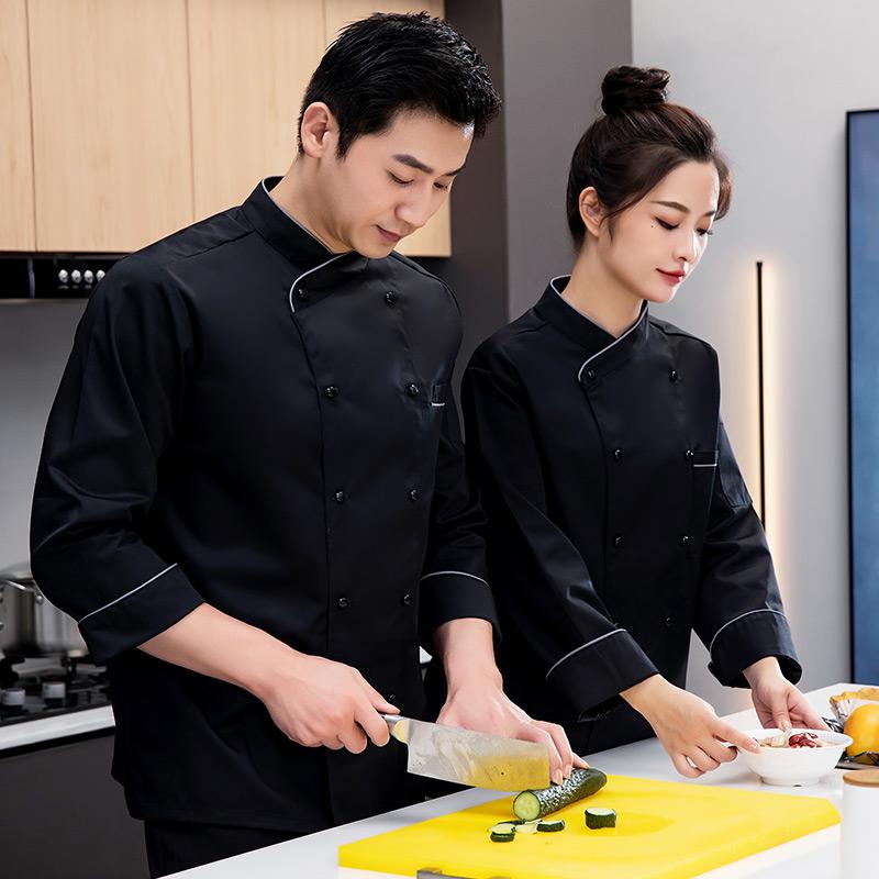 厨房 ユニフォーム コック 洋食屋 ホテル シェフ 制服 長袖 ケータリング 作業着 通気性 秋冬 キッチン ホテル 食堂 レストラン 作業着 メンズ
