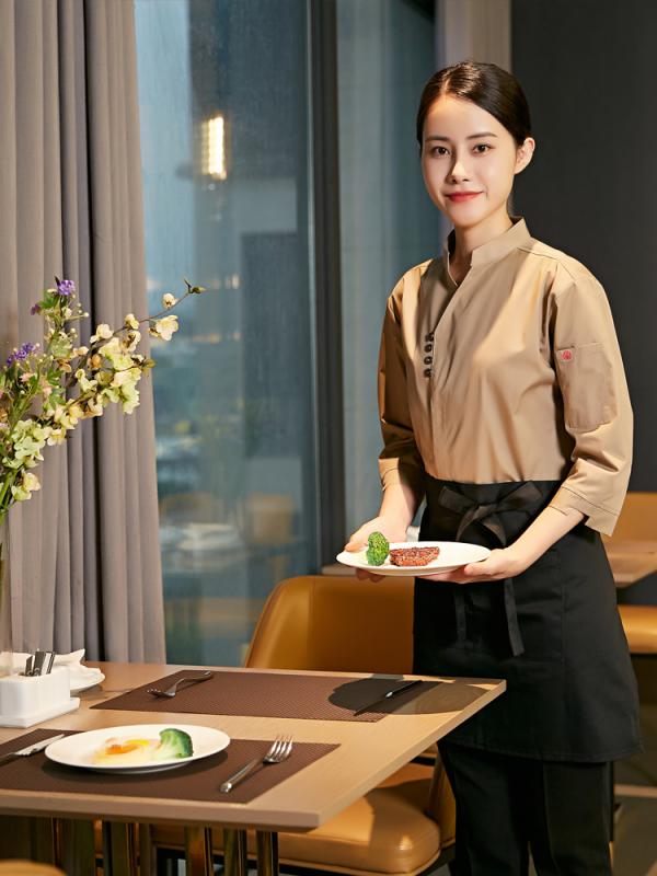 業務 ユニフォーム 飲食店 シェフ 作業着 洋食屋 ホテル ウェイター 長袖 秋冬服 ケータリング レディース トップス