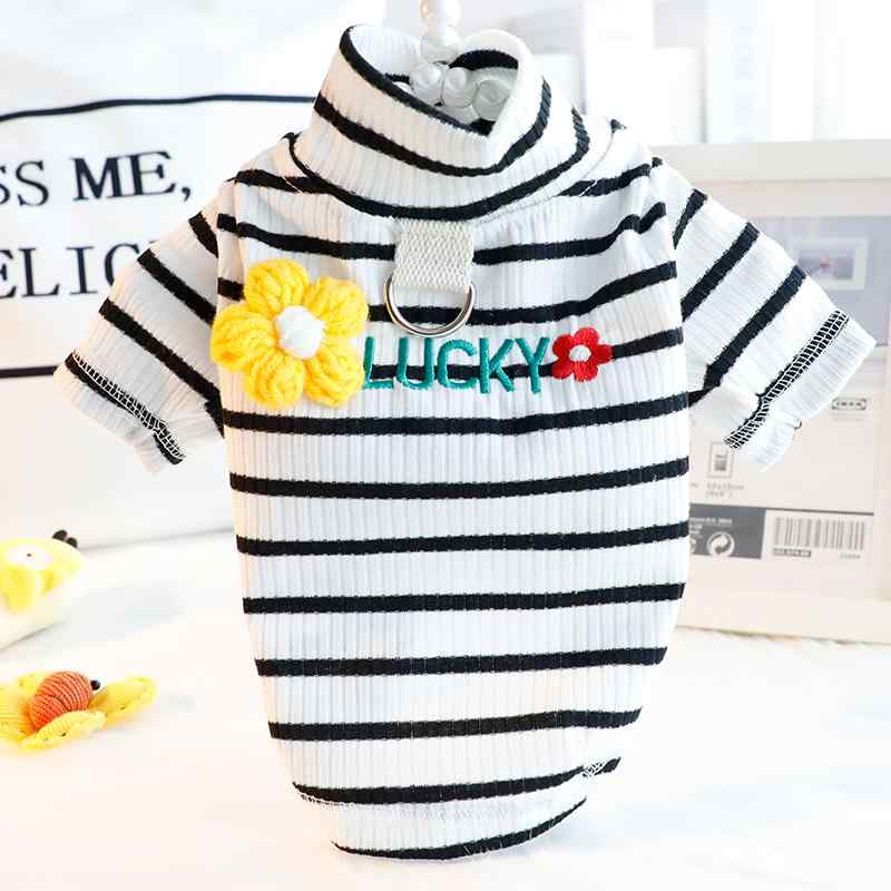 犬服 ドッグ ウェア 秋冬 シャツ 猫 プリンセス コットン ソフト トラクション ホーム 服 小型犬 テディ ペット 衣装 カジュアル ボーダー 黒 白