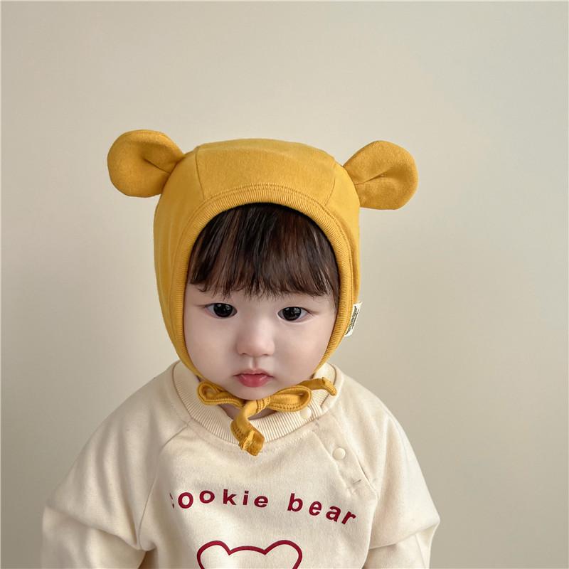 ベビー 帽子 無地 風 クマ レース 耳保護 帽子 0から1歳 新生児 秋冬 プルオーバー 帽子 メンズ レディ..