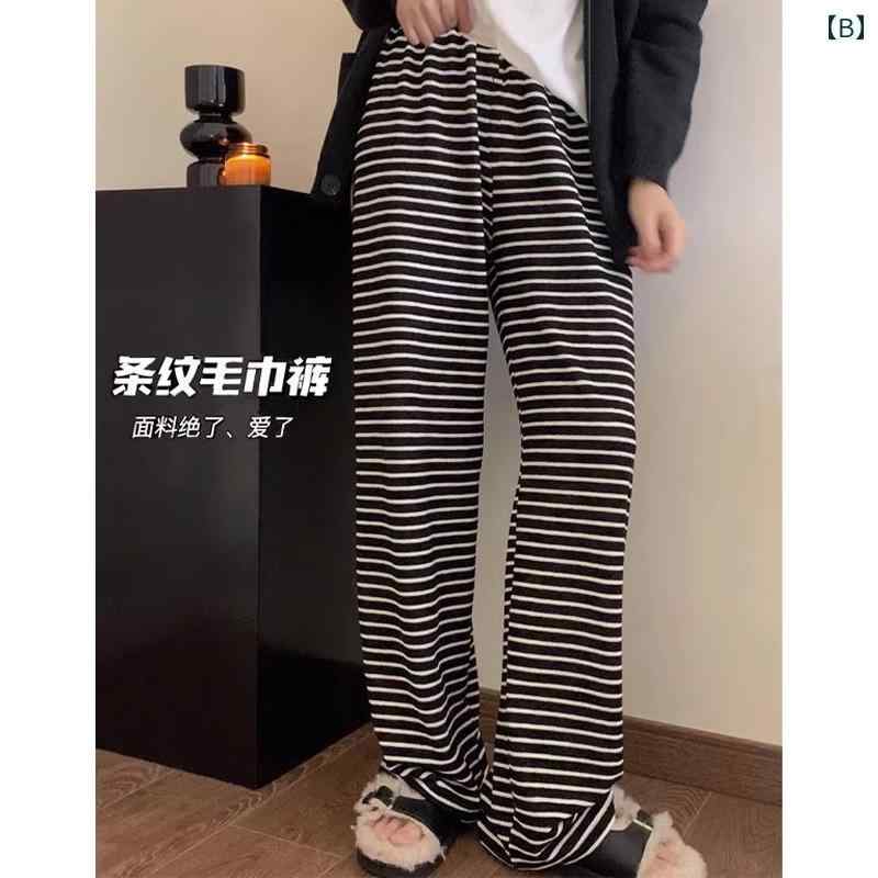 セキュアデポのマタニティパンツ 春秋冬 ワイドレッグパンツ 妊娠初期 起毛 厚手 レギンス 腹部サポート 起毛 ロング｜アングル3