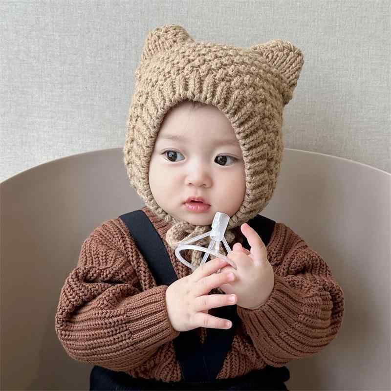 ベビー 帽子 秋冬 幼児 耳保護 帽子 メンズ レディース兼 かわいい 手編み ベビー ヘッド キャップ 保温