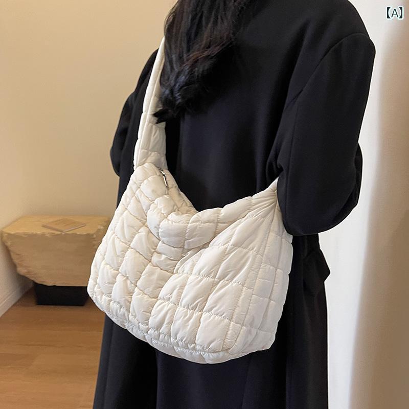 Clothing Accessories (Caps, Ties, Belts) - 韓国 秋冬 レディース シンプル クロス ボディ バッグ カジュアル ジッパー ホワイト ブラック カーキ