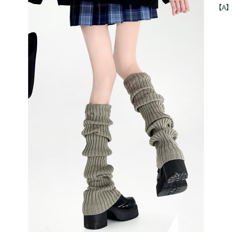 秋冬 グレー ソックス レッグカバー サブカルチャー jk ウール ソックス 韓国