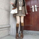 レディース カラー ブロック カーフ ソックス 韓国 秋冬 レトロ フォレスト 膝丈 ミドルカーフ ソックス 和風 JK カレッジ