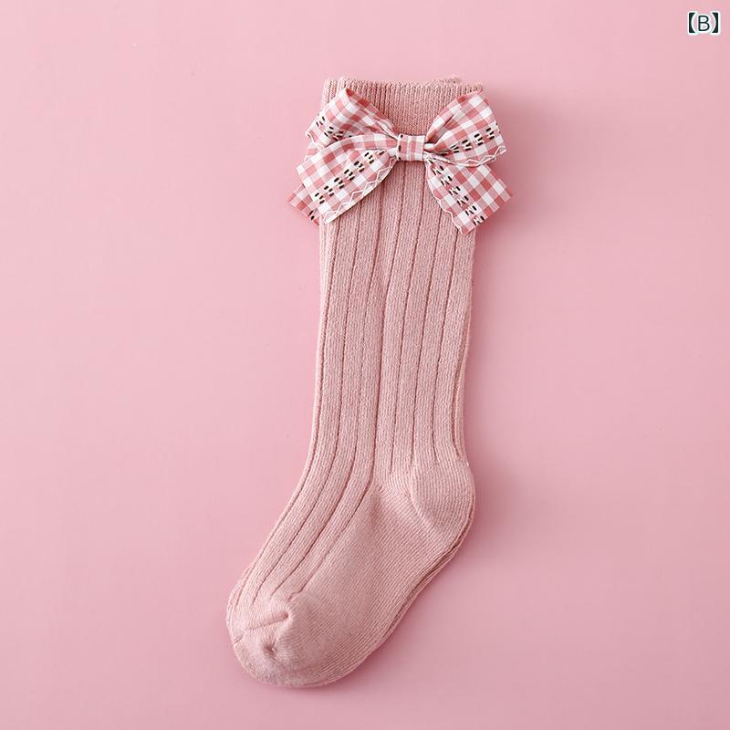 膝丈 リボン 女の子 ストッキング 春秋冬 綿 ベビー プリンセス ソックス ハイソッ...