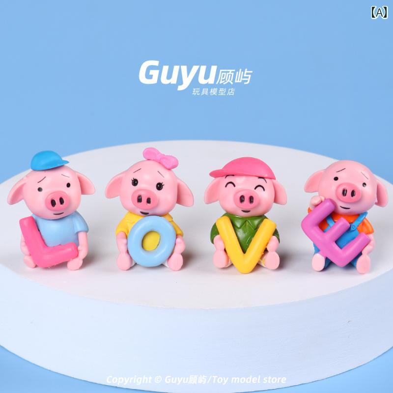 ミニチュア 動物フィギュア LOVE 豚 装飾品 風景 おもちゃ キッズ 玩具 車内装飾 かわいい カップル コ..