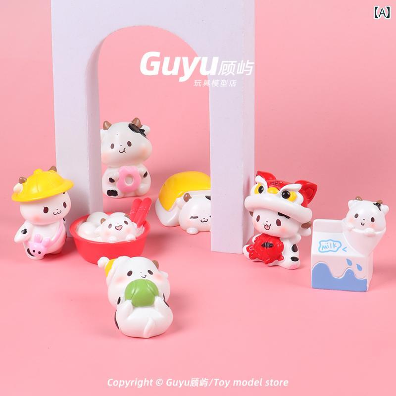 ミニチュア 牛 マイクロ 風景 装飾品 かわいい 小さめ インテリア 動物 人形 フィギュア 静 コレクション おもちゃ キッズ 玩具 車内装飾