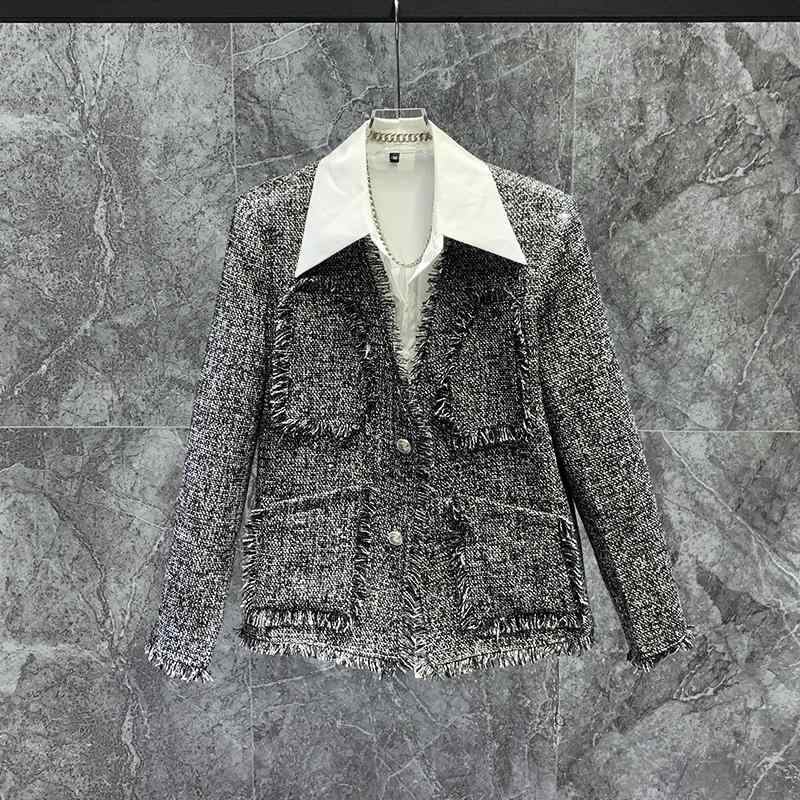韓国 フリンジ メンズ ファッション 春 エレガント ジャケット アウターウェア 長袖 カジュアル Vネック シングルブレスト 個性 おしゃれ
