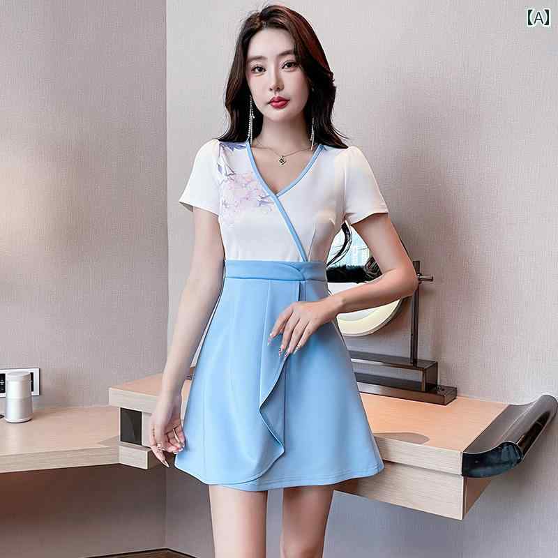 エステ 制服 レディース フットバス ユニフォーム リラクゼーション 整体 快適 マッサージ 韓国 Vネッ..