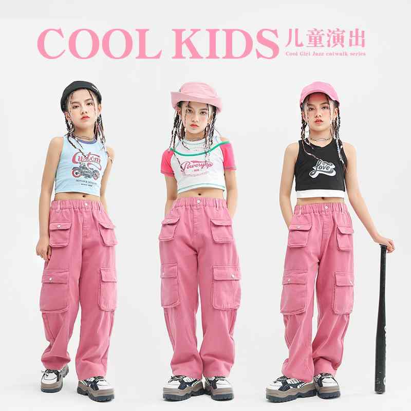 Rakuten - 子供服 女の子 Tシャツ タンクトップ へそ出し パンツ 夏 コスチューム バンド ダンス ヒップホップ ストリート系 パフォーマンス 衣装 クール かっこいい キッズ