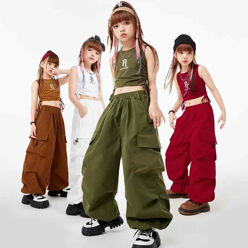 子供服 女の子 Tシャツ タンクトップ へそ出し パンツ 夏 コスチューム バンド ダンス ヒップホップ ストリート系 パフォーマンス 衣装 クール かっこいい キッズ