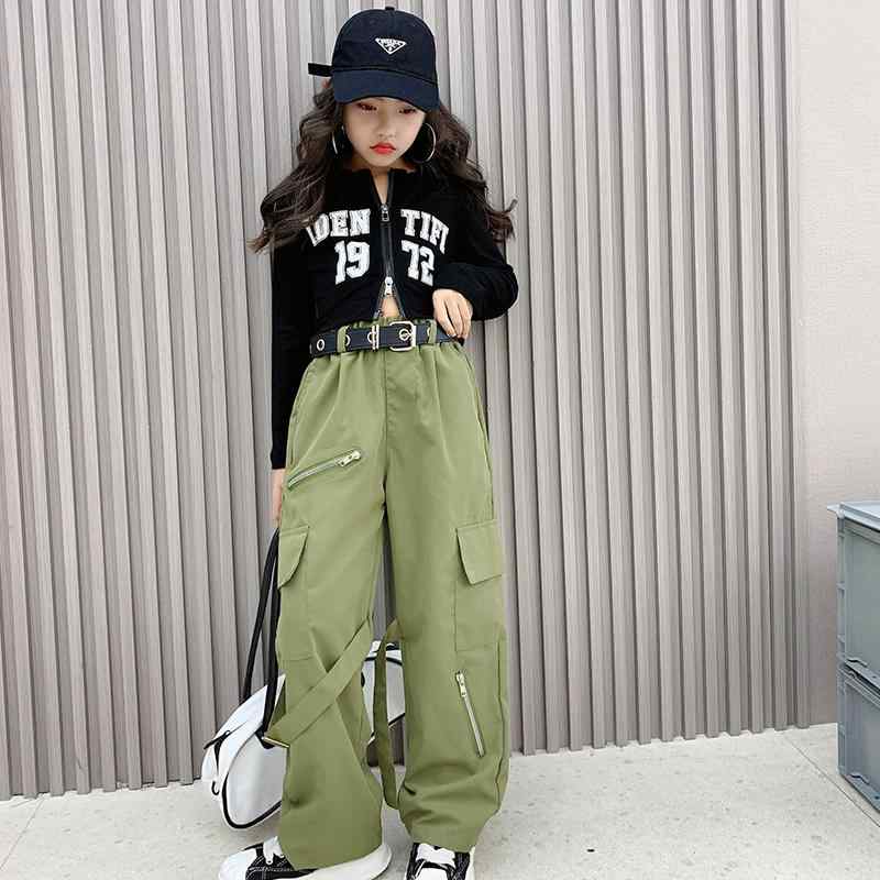 子供服 女の子 ジャケット 長袖 へそ出し パンツ コスチューム バンド ダンス ヒップホップ ストリート系 パフォーマンス 衣装 クール かっこいい キッズ