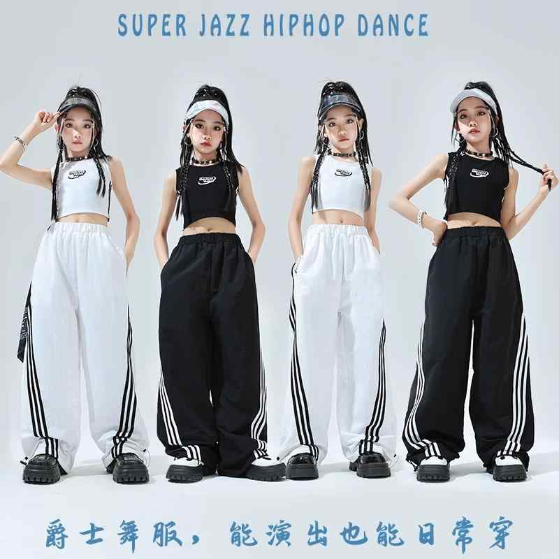 子供服 女の子 タンクトップ へそ出し スウェットパンツ 夏 コスチューム バンド ダンス ヒップホップ ..