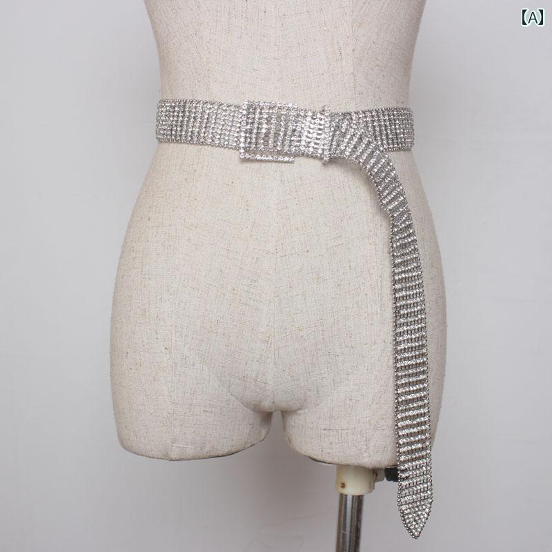 ウエスト チェーン ファッション ベルト レディース キラキラ 装飾 ラインストーン ビジュー 埋め尽くし ゴールド ドレス 服 アクセサ..