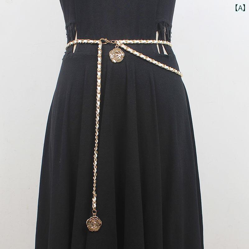 ベルト ウエストチェーン ヴィンテージ風 アクセサリー エレガント 装飾 レディース 花 調節可能 おしゃれ かわいい パーティー 華やか アップ レイヤード 腰 ドレス