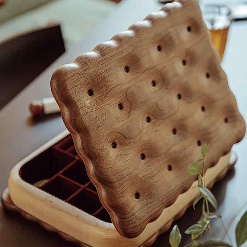 かわいい 木 ビスケット型 アクセサリー 収納 ボックス 彼女 ギフト コンパクト 蓋付 おしゃれ ポータ..