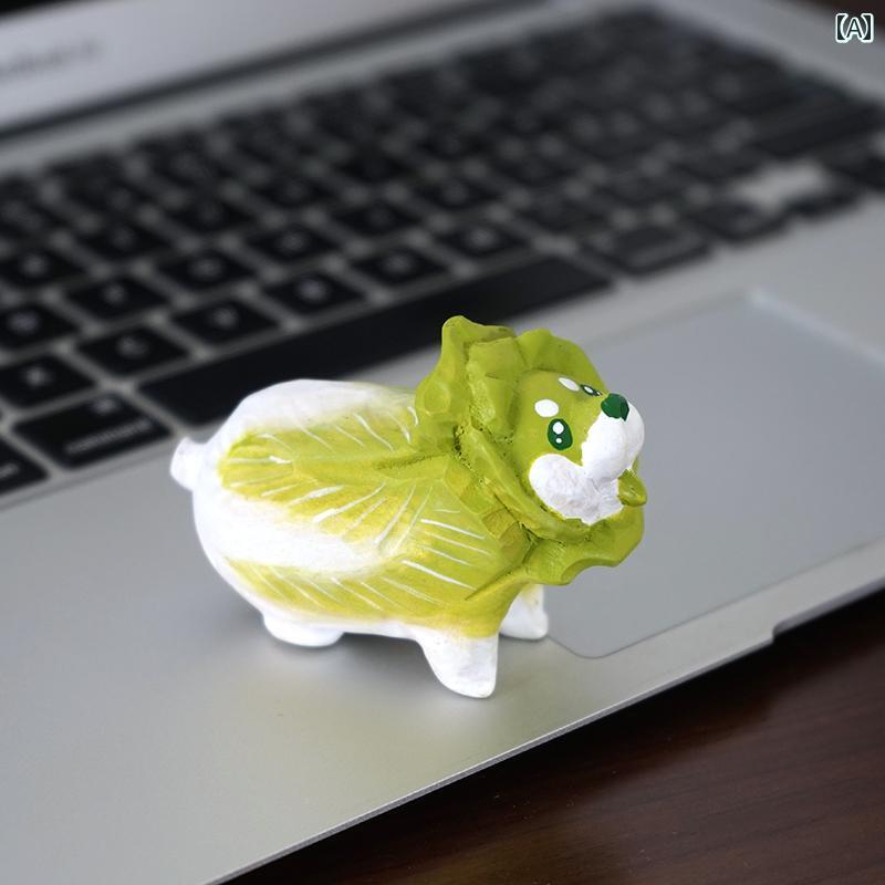 白菜 犬 木彫り 飾り かわいい おもしろ デスクトップ 装飾 ギフト 癒し ミニチュア ユーモア ディスプレイ インテリア