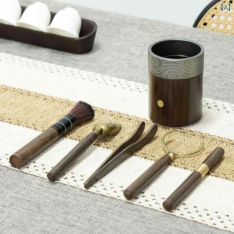 黒檀 茶道 紳士 収納 シリンダー 茶 