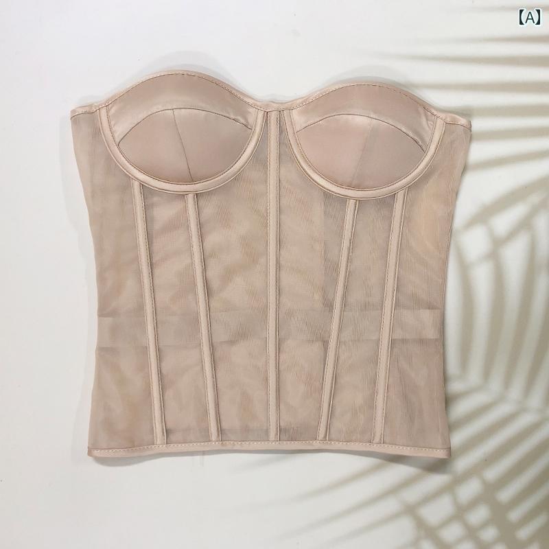 ビスチェ ランジェリー メッシュ レディース セクシー オールシーズン ノースリーブ 極薄 着やせ 美し..