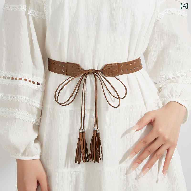 ベルト レディース ひも 結ぶ 蝶々結び 韓国 エスニック 大人 ガーリー ファッション タッセル 装飾 ウ..