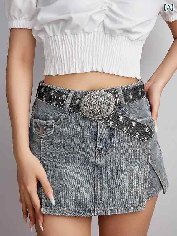 ベルト レディース パンク ロック メタル シルバー バックル ヴィンテージ風風 クール かっこいい 渋い ベルト スタッズ ラインストーン レトロ 彫刻 アクセサリー メンズ メンズ レディース兼 ユニセックス